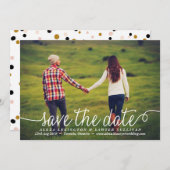 White Lovely Calligraphy Foto Save The Date (Vorne/Hinten)