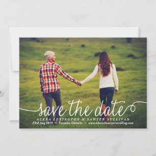 White Lovely Calligraphy Foto Save The Date