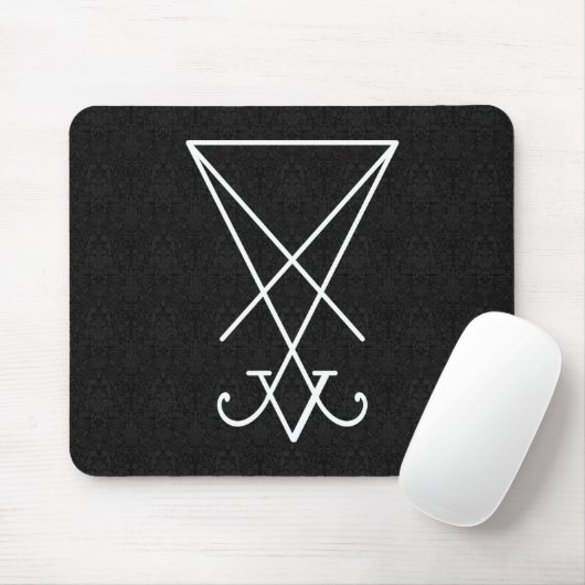White Lucifer Alchemy Sigil Gothic Art Mousepad (Mit Mouse)