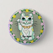 White Lucky Cat Button (Vorderseite)