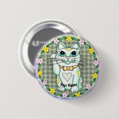 White Lucky Cat Button (Vorne & Hinten)