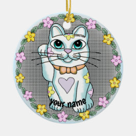 White Lucky Cat Ornament