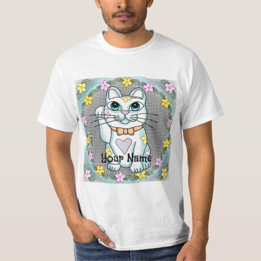 White Lucky Cat T-Shirt (Vorderseite)