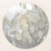 White Lunaria Silver Dollar Anpassbar Runder Pappuntersetzer (Vorderseite)
