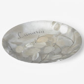 White Lunaria Silver Dollars Elegant Pappteller (Schrägansicht)