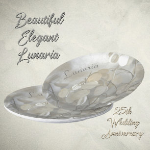 White Lunaria Silver Dollars Elegant Pappteller