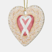 White Lung Cancer Ribbon #2 vom Herzen - SRF Keramikornament (Links)