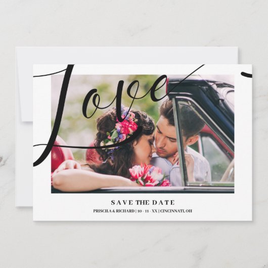 White Luxury Minimalist Love Quote Photo Save The Date (Vorderseite)