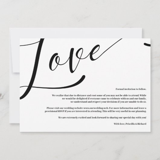 White Luxury Minimalist Love Quote Photo Save The Date (Rückseite)