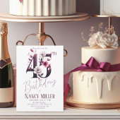 White & Magenta Blume 45. Geburtstag Einladung