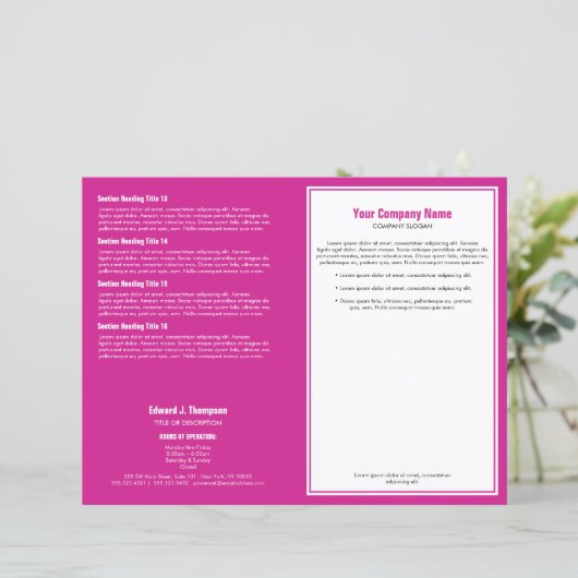 White Magenta Simple Border Broschüre (Stehend Vorderseite)