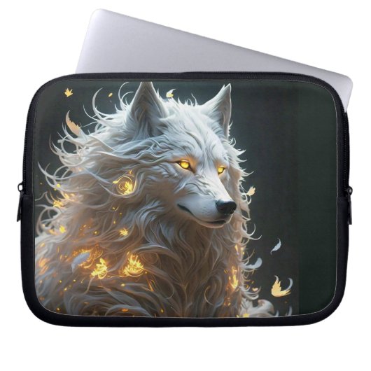 White Magical Wolf Laptopschutzhülle (Vorderseite)
