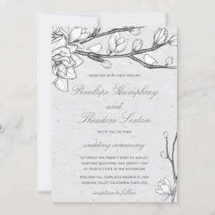 White Magnolia Birdsong Wedding Einladung