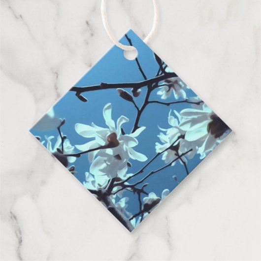 White Magnolia Bloom Blue Sky Geschenkanhänger (Vorderseite)