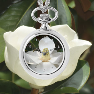White Magnolia Blossom Fotografisch Botanisch Armbanduhr