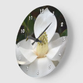 White Magnolia Blossom Fotografisch Botanisch Große Wanduhr (Winkel)