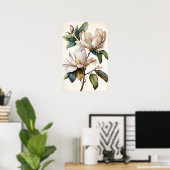 White Magnolia Blume Art Print Poster (Heimbüro)