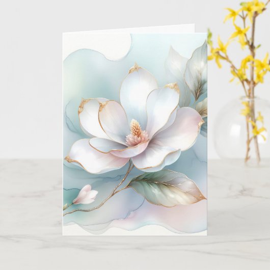 White Magnolia Blume Beileid Karte (Gelbe Blume)