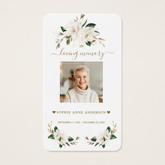 White Magnolia Blume Foto Beerdigung Gebet (Vorderseite)