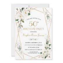 White Magnolia Blume Gold 50. Geburtstag