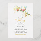 White Magnolia Blume Hochzeit Folieneinladung (Vorderseite)
