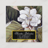 White Magnolia Blume Vintag Botanisch Quadratische Visitenkarte (Vorderseite)