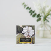 White Magnolia Blume Vintag Botanisch Quadratische Visitenkarte (Stehend Vorderseite)