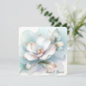 White Magnolia Blume Wedding Vow Renewal Einladung (Stehend Vorderseite)