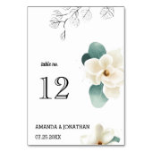 White Magnolia Blume WedelTable Card Nummer Tischnummer (Vorderseite)