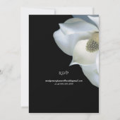 White Magnolia Elegant Black White Wedding  Einladung (Rückseite)