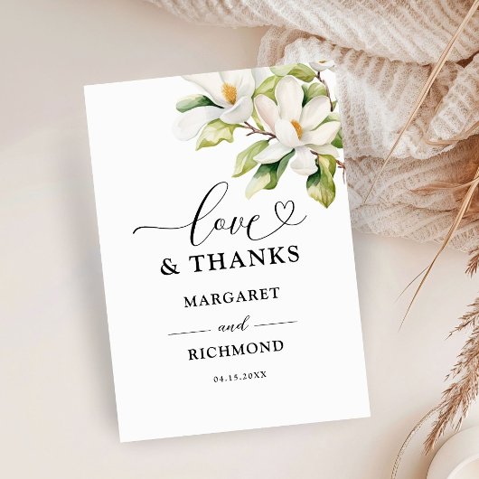 White Magnolia Elegante Blumenhochzeit Vielen Dank Dankeskarte