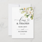 White Magnolia Elegante Blumenhochzeit Vielen Dank Dankeskarte (Vorderseite)