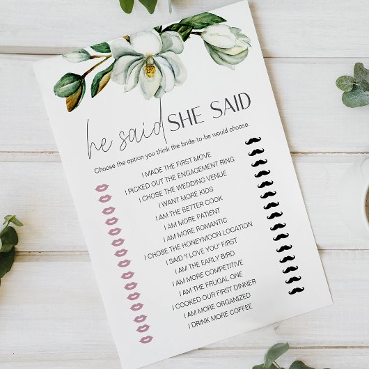 White Magnolia Floral Bridal Spiel sagte er