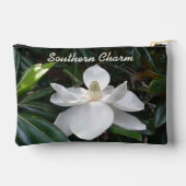 White Magnolia Floral Fotografisch Botanisch Zubehörtasche (Rückseite)