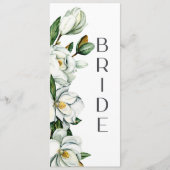 White Magnolia Floral Rustic Hochzeitsstuhl Zeiche Menükarte (Vorderseite)