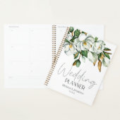 White Magnolia Floral Rustic Wedding Planner Planer (Anzeige)