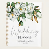 White Magnolia Floral Rustic Wedding Planner Planer (Vorderseite)