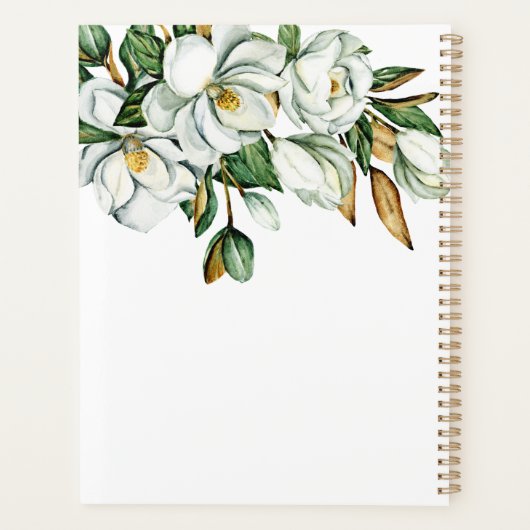 White Magnolia Floral Rustic Wedding Planner Planer (Rückseite)