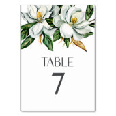White Magnolia Floral Rustic Wedding Tischnummer (Vorderseite)