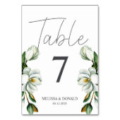 White Magnolia Floral Rustic Wedding Tischnummer (Vorderseite)