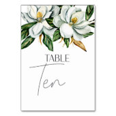 White Magnolia Floral Rustic Wedding Tischnummer (Rückseite)