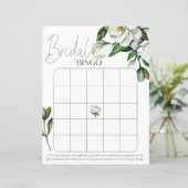 White Magnolia Floral Rustikales Brautparty Bingo (Stehend Vorderseite)
