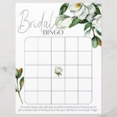 White Magnolia Floral Rustikales Brautparty Bingo (Vorderseite)