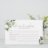 White Magnolia Floral Wedding Advice wünscht Briefpapier (Stehend Vorderseite)