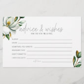 White Magnolia Floral Wedding Advice wünscht Briefpapier (Vorderseite)