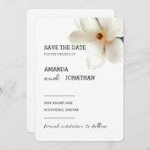 White Magnolia Floral Wedding Save the Date Card Einladung (Vorne/Hinten)