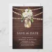 White Magnolia Floral Wood QR Code Hochzeitscodier Save The Date (Vorderseite)