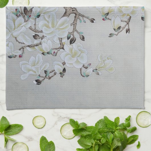 White Magnolia Geschirrtuch (Gefaltet)