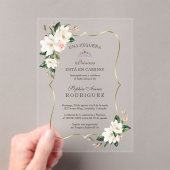 White Magnolia Gold Spanische Baby Dusche Acryleinladungen (Insitu (Handheld))