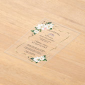 White Magnolia Gold Spanische Baby Dusche Acryleinladungen (Ablage )